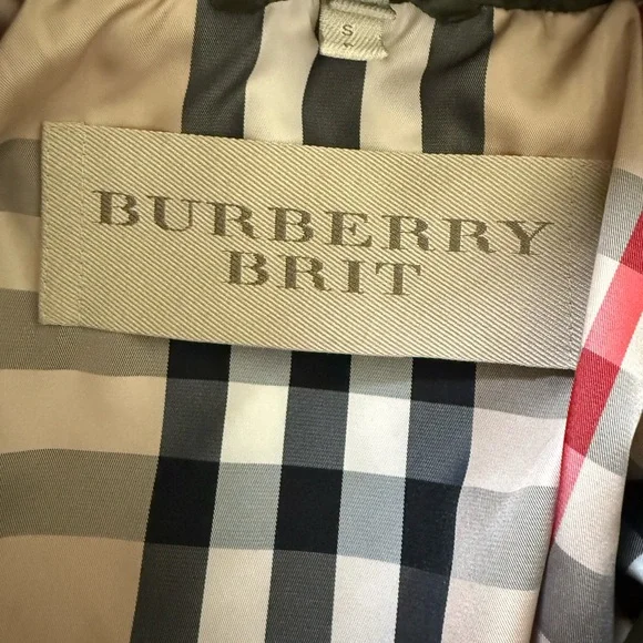 Burberry Brit quilted down puffer coat army green dark olive size Small - Picture 16 of 16